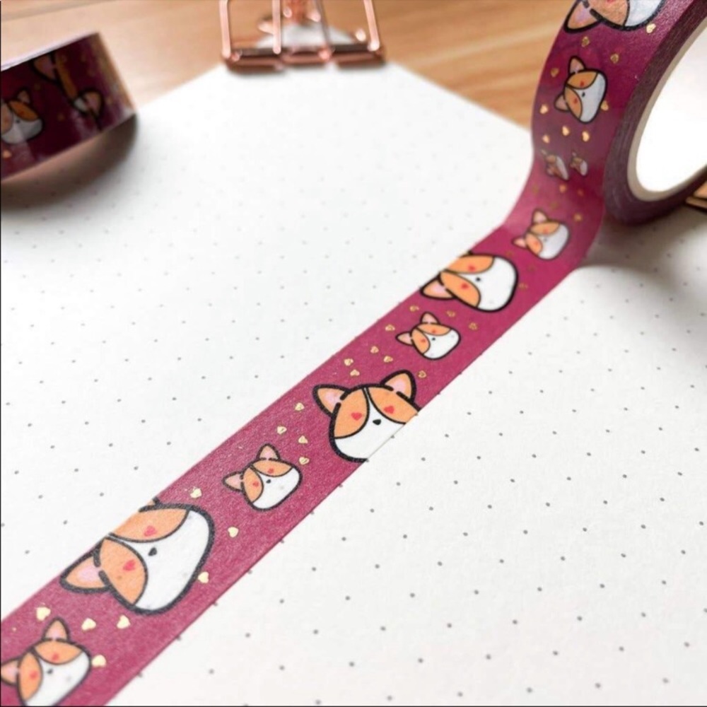 🌷3/$15 Gold Foiled Corgi Washi Tape by Single Sploot